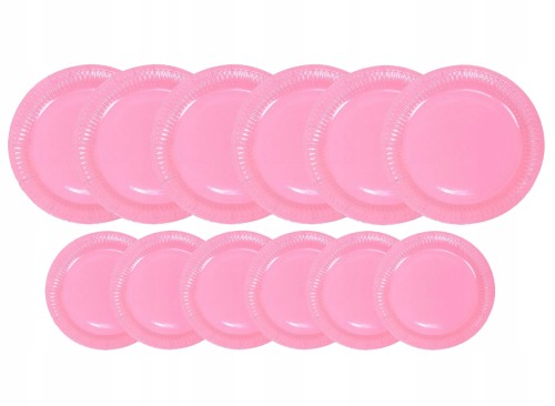 Zestaw urodzinowy talerzyki 18 cm i 23 cm różowe