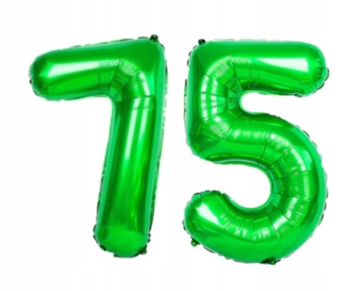 BALON foliowy liczba 75 zielona zielony 100 cm