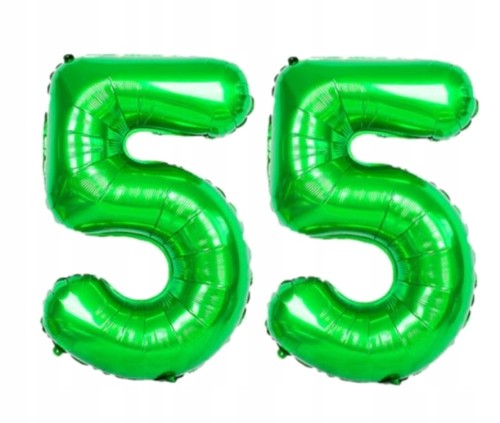BALON foliowy liczba 55 zielona zielony 100 cm