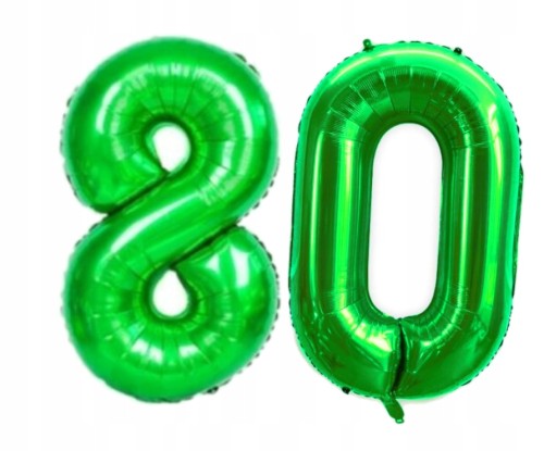 BALON foliowy liczba 80 zielona zielony 100 cm