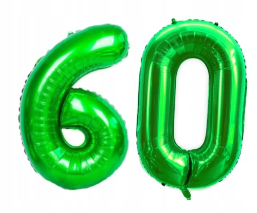BALON foliowy liczba 60 zielona zielony 100 cm