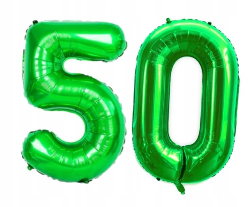 BALON foliowy liczba 50 zielona zielony 100 cm