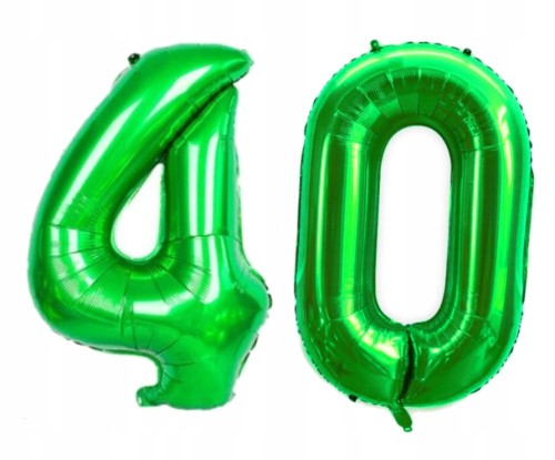 BALON foliowy liczba 40 zielona zielony 100 cm