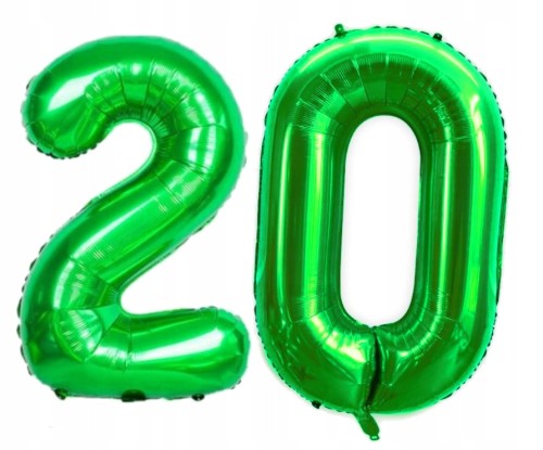 BALON foliowy liczba 20 zielona zielony 100 cm