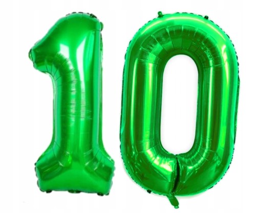 BALON foliowy liczba 10 zielona zielony 100 cm