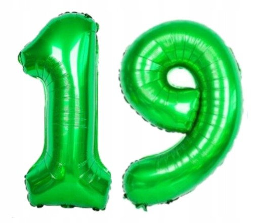 BALON foliowy liczba 19 zielona zielony 100 cm