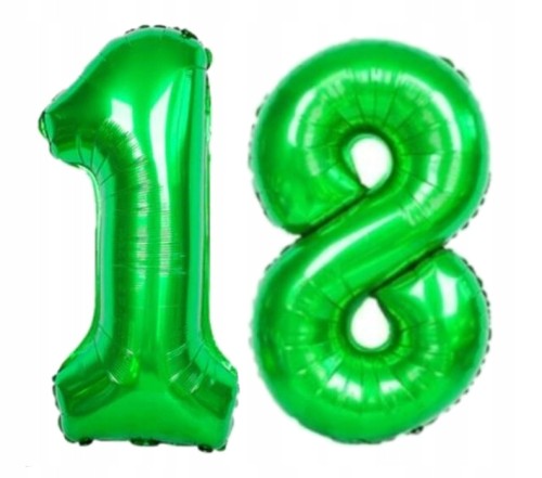 BALON foliowy liczba 18 zielona zielony 100 cm