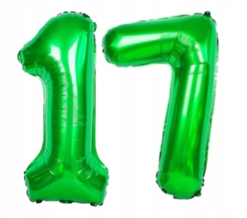 BALON foliowy liczba 17 zielona zielony 100 cm
