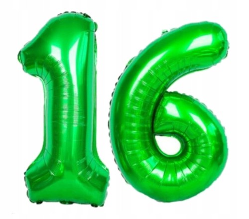 BALON foliowy liczba 16 zielona zielony 100 cm