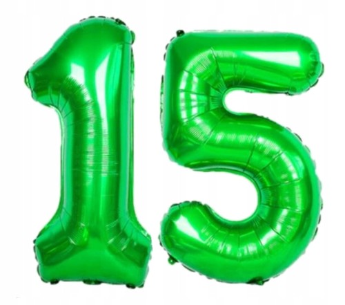 BALON foliowy liczba 15 zielona zielony 100 cm