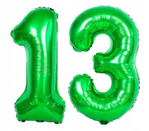 BALON foliowy liczba 13 zielona zielony 100 cm