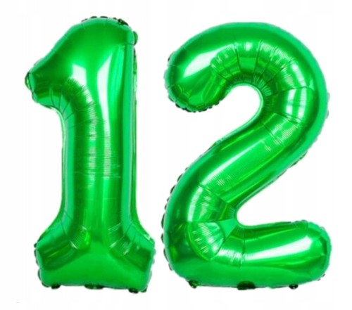 BALON foliowy liczba 12 zielona zielony 100 cm