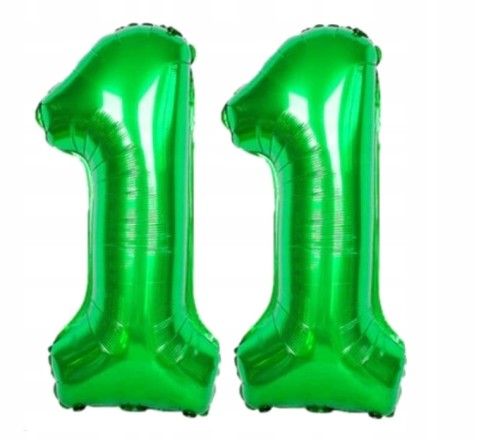 BALON foliowy liczba 11 zielona zielony 100 cm