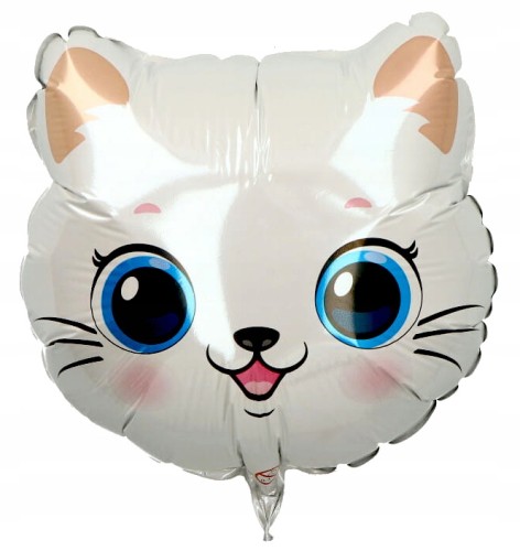 BALON foliowy biały kotek urodziny roczek 21 cm