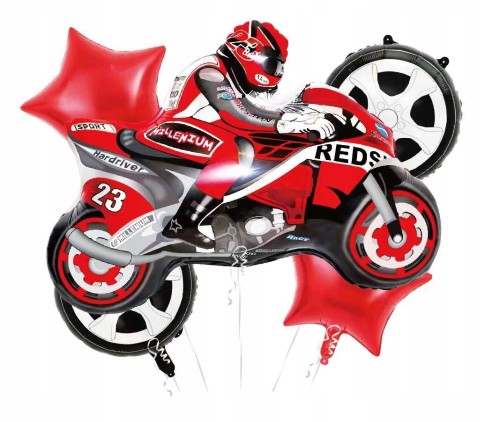 Zestaw balonów motocykl motor czerwony 5 szt