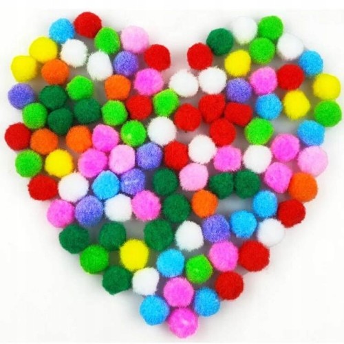 Kolorowe pompony kreatywne dekoracyjne 1 cm 200szt