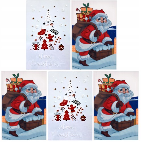 Świąteczne worki woreczki torebki torby foliowe prezentowe 5 szt 30 x 50 cm