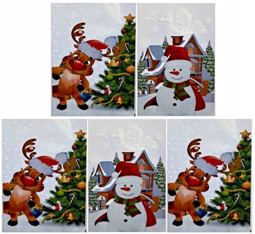 Świąteczne worki woreczki torebki torby foliowe prezentowe 5 szt 25 x 40 cm