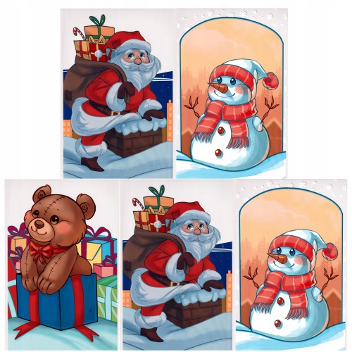 Świąteczne worki woreczki torebki torby foliowe prezentowe 5 szt 20 x 35 cm