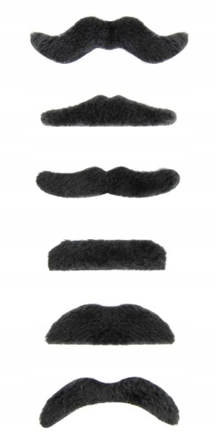Sztuczne wąsy czarne zestaw 6 szt. strój przebranie na halloween karnawał