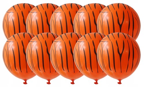 Balony lateksowe pomarańczowe w paski tygrysa tygrysie tygrys 30 cm 10 szt