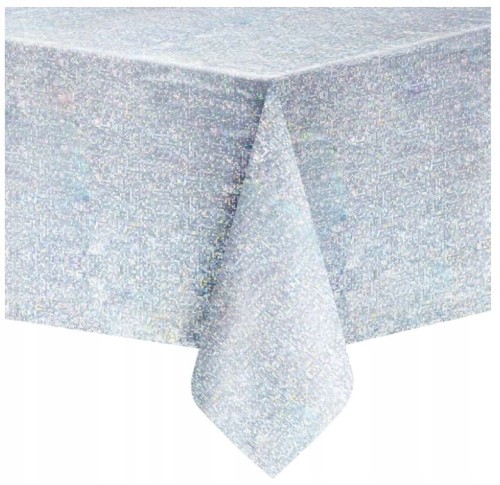 Obrus foliowy plamoodporny wodoodporny srebrny holograficzny 137 x 274 cm