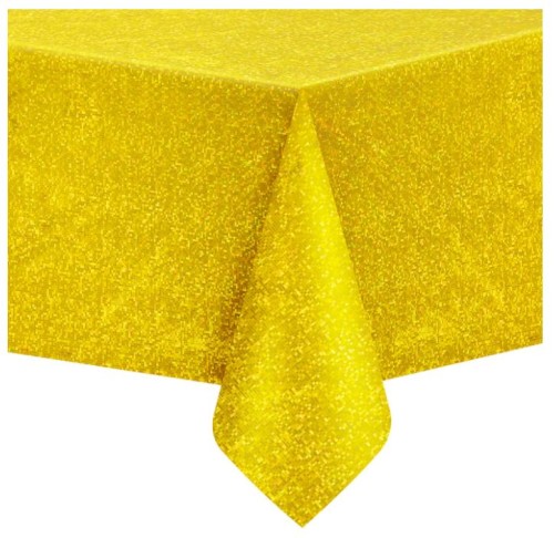 Obrus foliowy plamoodporny wodoodporny złoty holograficzny duży 137 x 274cm