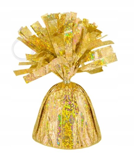 Obciążnik ciężarek do balonów z helem złoty holograficzny dekoracyjny