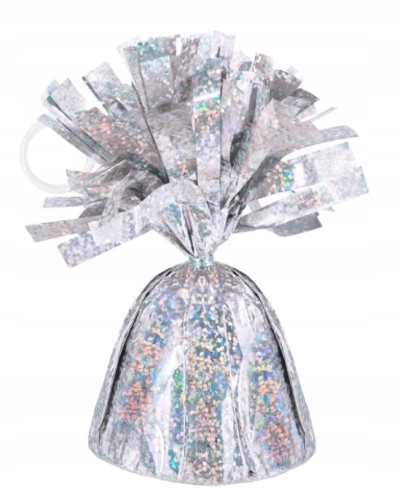 Obciążnik ciężarek do balonów z helem srebrny holograficzny dekoracyjny