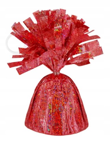 Obciążnik ciężarek do balonów z helem czerwony holograficzny dekoracyjny