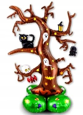 Balon foliowy stojący drzewo kot duch pająk nietoperz na halloween 126x87cm