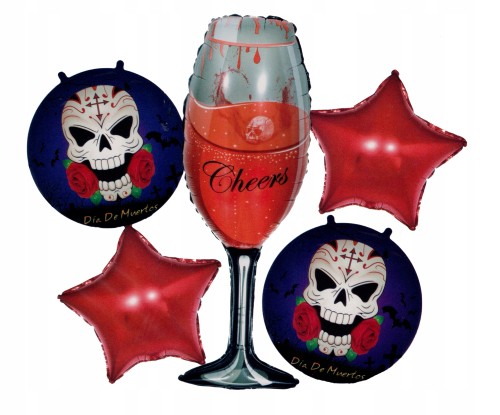 Zestaw balonów Halloween kieliszek czaszka 5 szt