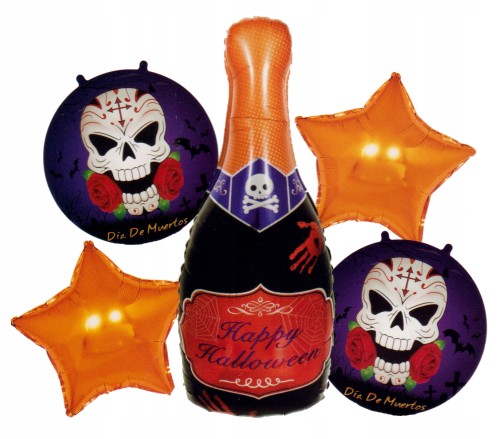 Zestaw balonów Halloween szampan czaszka 5 szt
