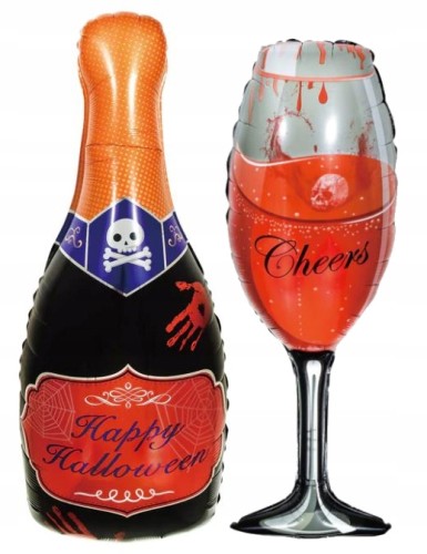 Zestaw balonów kieliszek szampan Halloween 2 szt