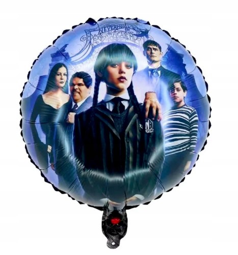 Balon foliowy okrągły halloween Wednesday Addams