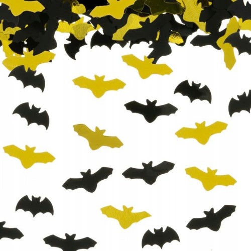 KONFETTI 15 g czarne złote nietoperze na halloween dekoracja dekoracyjne