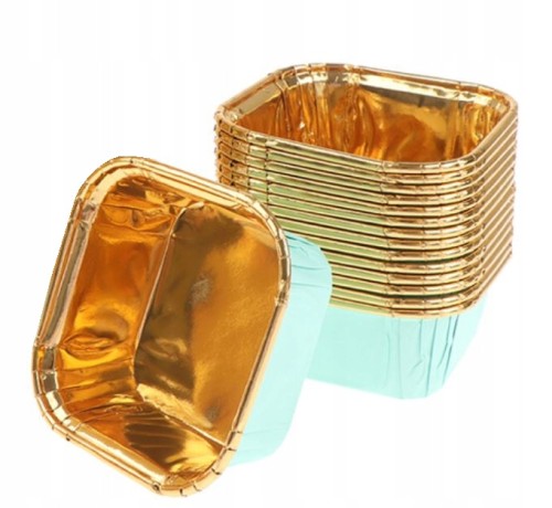 Foremki papilotki na muffinki miętowo złote 20 szt