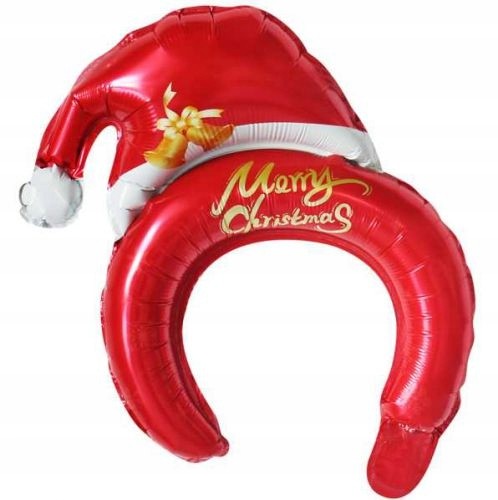 Balon foliowy opaska świąteczna czerwona na głowę czapka Mikołaja 32x33 cm