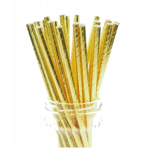 Słomki BIO RURKI papierowe Złote do picia urodziny 20 szt sylwester roczek