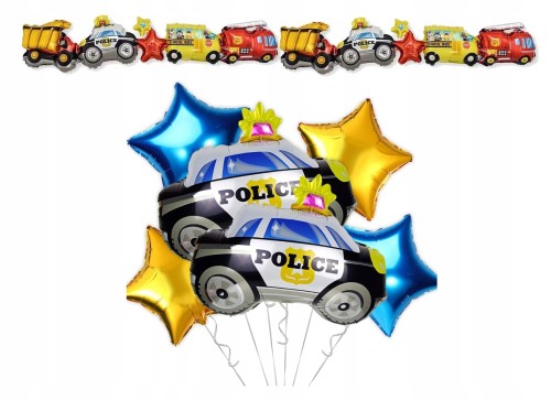 Zestaw balonów samochód policja pojazdy balony girlanda z pojazdami