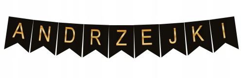 Baner girlanda czarno złota na ANDRZEJKI czarny flagi 12 x 16 cm