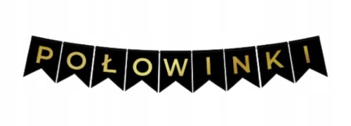 Baner girlanda czarno złota na POŁOWINKI czarny flagi 12 x 16 cm