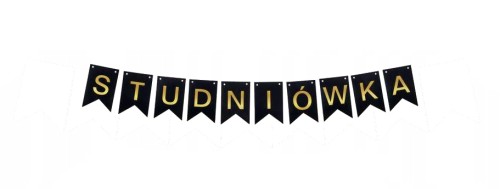 Baner girlanda czarno złota na studniówkę STUDNIÓWKA czarny flagi 12x16 cm