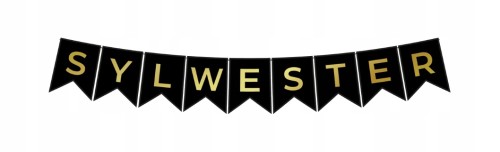 Baner girlanda na sylwestra czarny czarno złoty SYLWESTER flagi 12 x 16 cm
