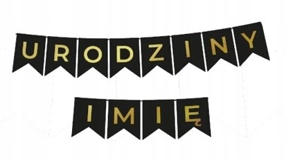 BANER czarno złoty PERSONALIZOWANY URODZINY DOWOLNE IMIĘ flagi 12x16 cm