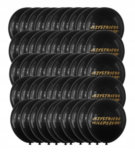 Balony lateksowe czarne złote wszystkiego najlepszego 30 cm zestaw 50 szt.