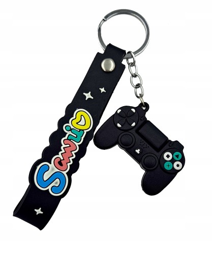Brelok wisiorek do kluczy plecaka gamepad pad zabawka czarny czerwony mix