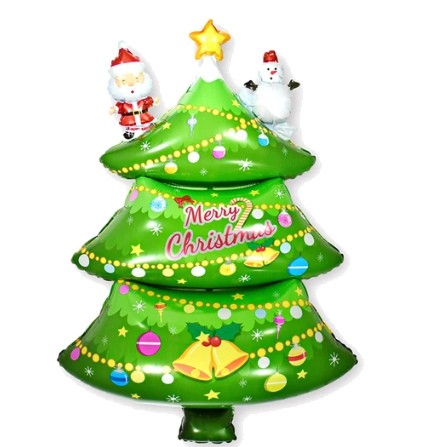 Balon foliowy świąteczna zielona choinka prezenty święta dekoracja 110x62cm