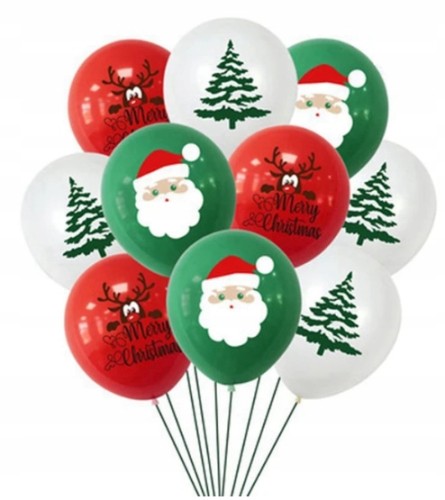 Zestaw balonów świątecznych lateksowych balony na Boże Narodzenie 10szt mix