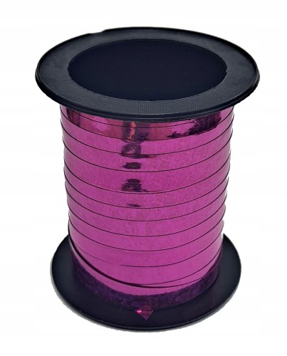 Wstążka tasiemka taśma do balonów różowa holograficzna DIY 5 mm x 10 m
